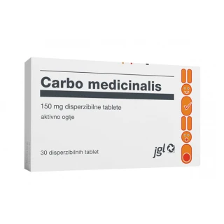 Carbo medicinalis 150 mg disperzibilne tablete, 30 tablet