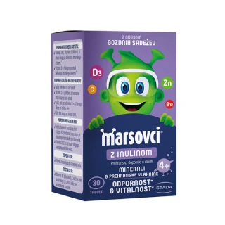 Marsovci, žvečljive tablete z inulinom, okus gozdni sadeži, 30 tablet