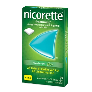 Nicorette Freshmint 4 mg, 30 zdravilnih žvečilnih gumijev