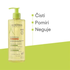 A-derma  Exomega Control emolientno čistilno olje za tuširanje, 500 ml plastenka 